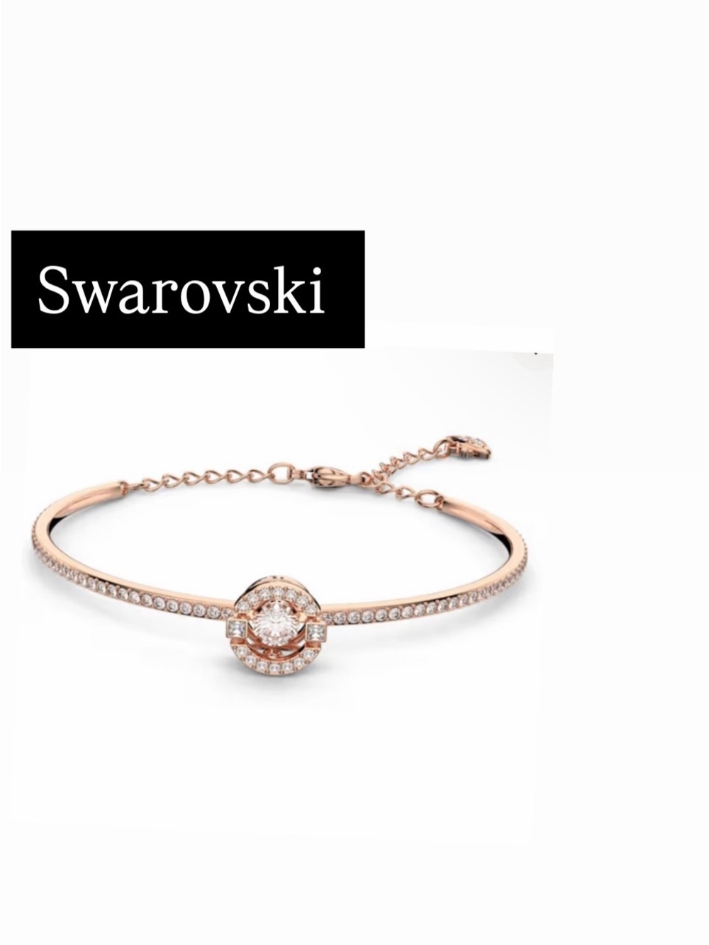 Swarovski Sparkling Dance bangle Round cut, White, Rose gold-tone plated NWT